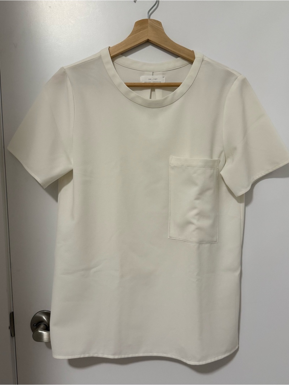 OAK + FORT Cream Short-Sleeve Pocket Shirt